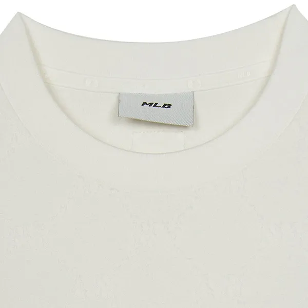 Áo Phông MLB Dia Monogram Tonal Jacquard Over Fit Tshirt New York Yankees 3ATSM1353-50IVS Màu Ivory Size S