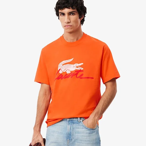Áo Phông Nam Lacoste Men's Print T-Shirt TH6562 51 P40 Màu Cam Size S