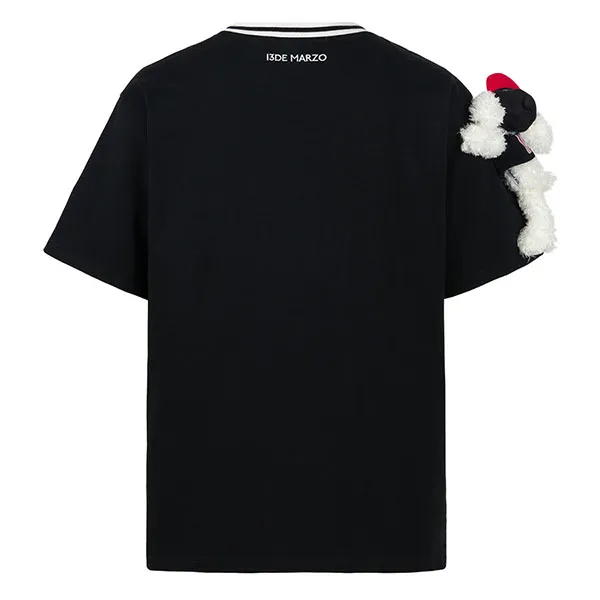 Áo Phông Nữ 13 De Marzo Badge Knit Neck Tshirt Màu Đen Size S