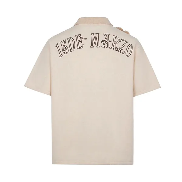 Áo Phông Nữ 13 De Marzo Bear Knit Patch TShirt Beige Màu Be Size S