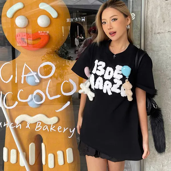 Áo Phông Nữ 13 De Marzo Float Cloud Balloon T-Shirt Black Màu Đen Size S