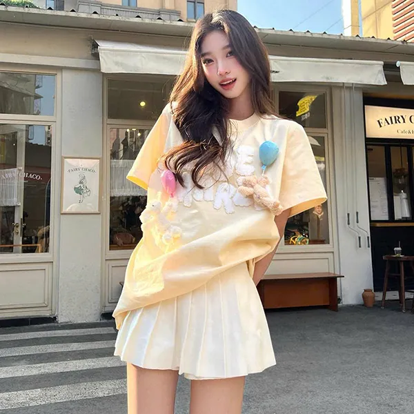 Áo Phông Nữ 13 De Marzo Float Cloud Balloon T-Shirt Yellow Màu Vàng Size S