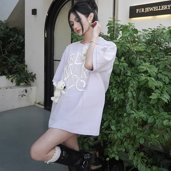 Áo Phông Nữ 13 De Marzo Maze Suture Logo Tshirt Lilac Màu Tím Nhạt Size M