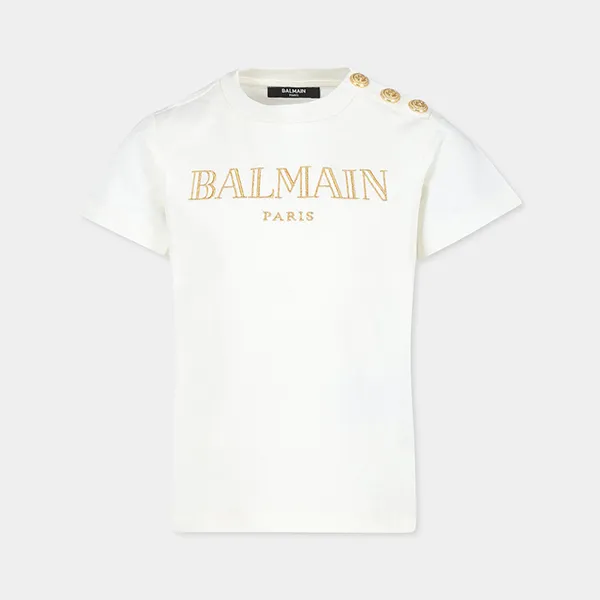 Áo Phông Nữ Balmain In White With Logo Engraved Buttons BV8B91 Z0082 102OR Tshirt Màu Trắng Size 12 - Thời trang - Vua Hàng Hiệu