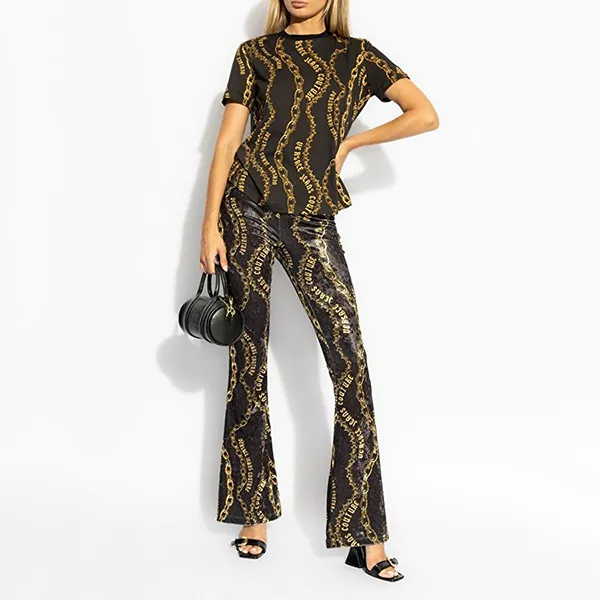 Áo Phông Nữ Versace Jeans Couture 77HAH613 JS365 G89 Tshirt Màu Đen Vàng Size XS - Thời trang - Vua Hàng Hiệu