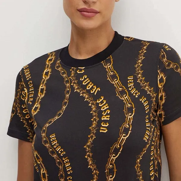 Áo Phông Nữ Versace Jeans Couture 77HAH613 JS365 G89 Tshirt Màu Đen Vàng Size XS - Thời trang - Vua Hàng Hiệu