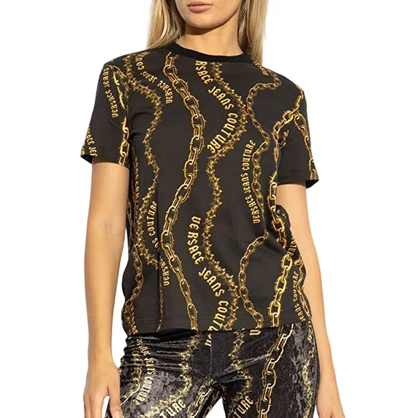 Áo Phông Nữ Versace Jeans Couture 77HAH613 JS365 G89 Tshirt Màu Đen Vàng Size XS - Thời trang - Vua Hàng Hiệu