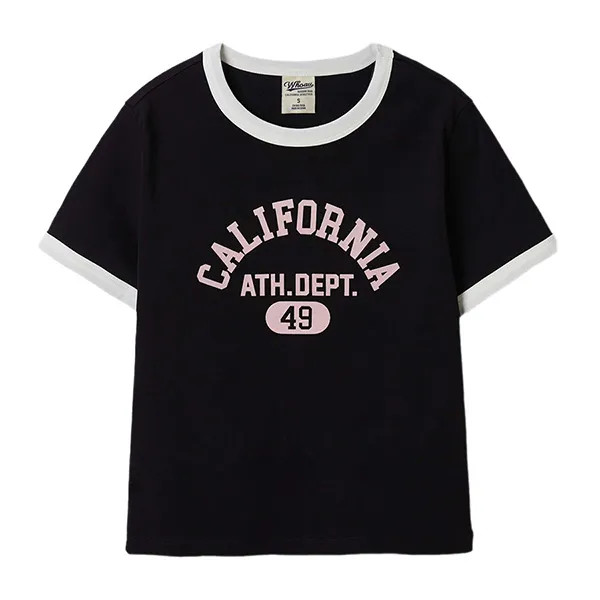 Áo Phông Nữ WHOAU Campus Ringer WHRAF2323F Tshirt Màu Đen