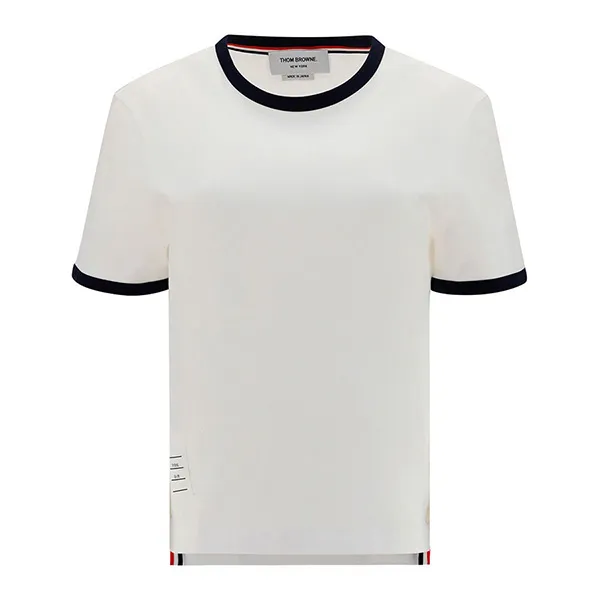 Áo Phông Nữ Thom Browne Cotton T-Shirt FJS075A00042100 Màu Trắng Size 36