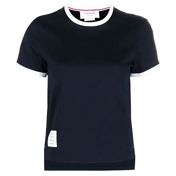 Áo Phông Nữ Thom Browne Navy Blue Crewneck T-shirt FJS075A00042415 Màu Xanh Navy Size 36