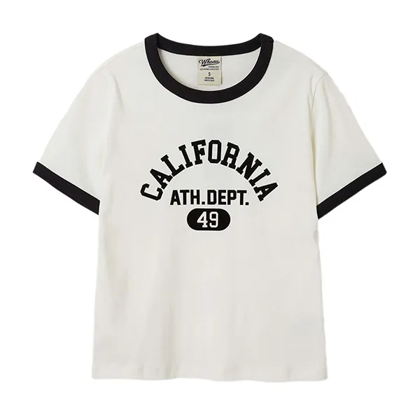 Áo Phông Nữ WHOAU Campus Ringer WHRAF2323F Tshirt Màu Ivory