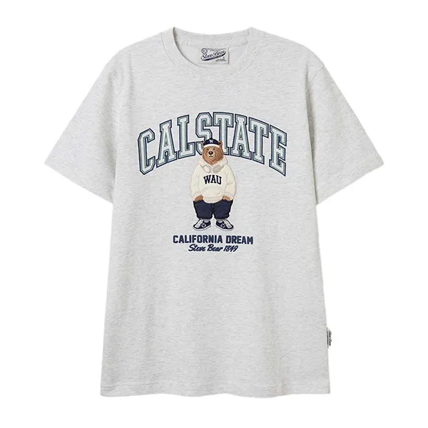 Áo Phông WHOAU Steve Patch WHRAF2353U Tshirt Màu Xám Nhạt