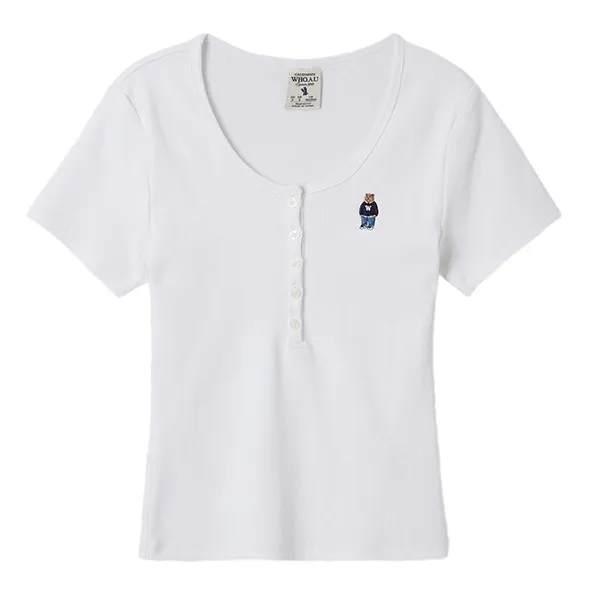 Áo Phông Nữ WHOAU Steve Ribbed Henry WHRAF2452F Tshirt Màu Trắng Size S - Thời trang - Vua Hàng Hiệu