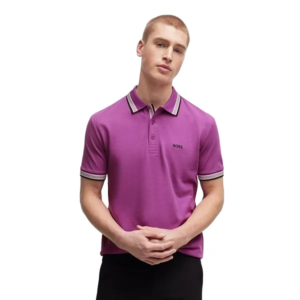 Áo Polo Nam Hugo Boss Paddy Polo Shirt With Logo Undercollar 50469055 664 Medium Pink Màu Hồng Tím Size M