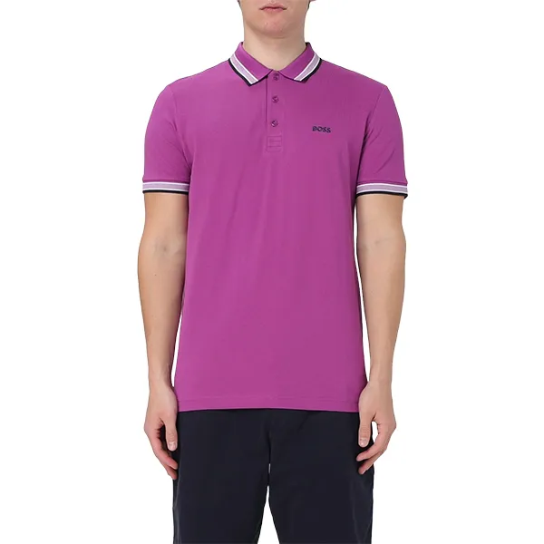 Áo Polo Nam Hugo Boss Paddy Polo Shirt With Logo Undercollar 50469055 664 Medium Pink Màu Hồng Tím Size M