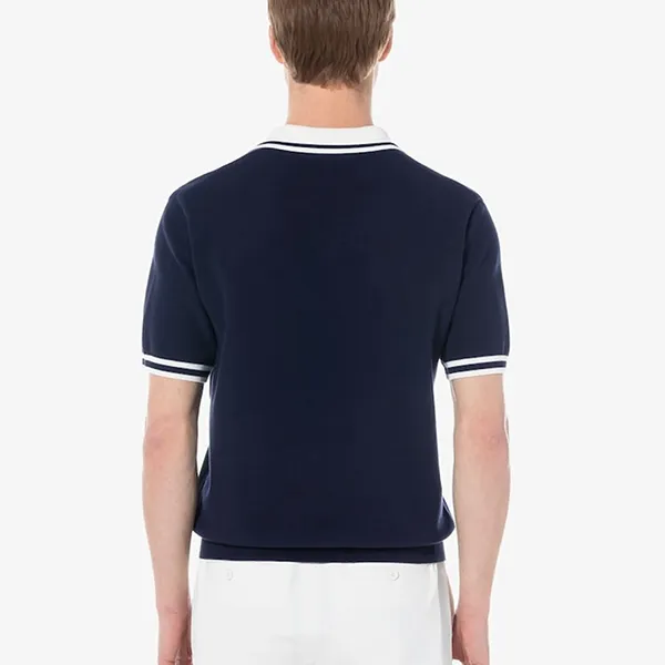 Áo Polo Nam Lacoste Block Collar Sweater Shirt PH743E 166 Classic Navy Blue Màu Xanh Đen Size 5