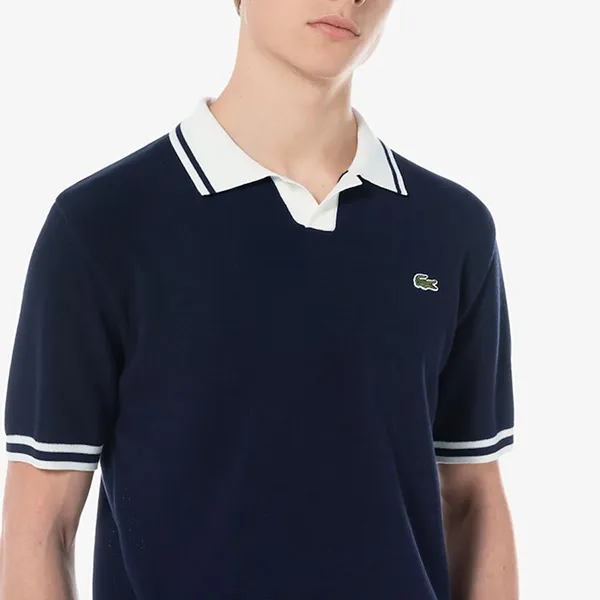 Áo Polo Nam Lacoste Block Collar Sweater Shirt PH743E 166 Classic Navy Blue Màu Xanh Đen Size 5