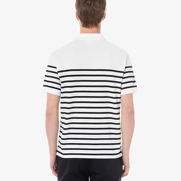 Áo Polo Nam Lacoste Men's Open Collar Marine Stripe PH286E 54G 001 Màu Trắng Đen Size 3