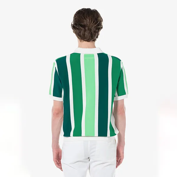 Áo Polo Nam Lacoste Men's Striped Short Sleeve AH700E 54G 132 Màu Xanh Lá/Trắng Size 4