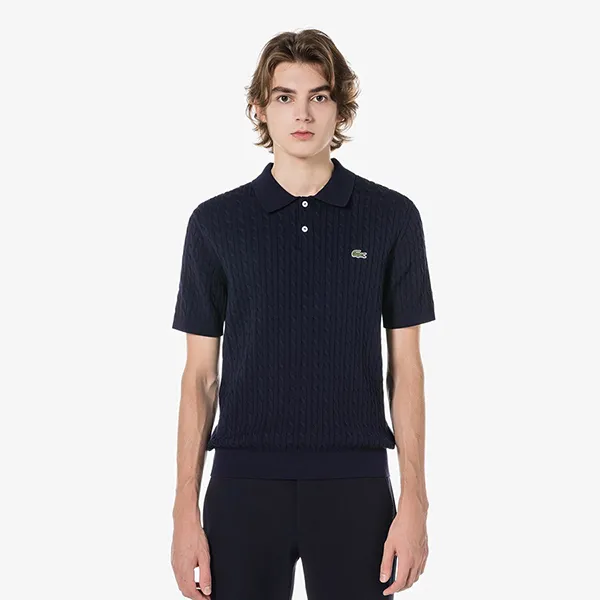 Áo Polo Nam Lacoste Regular Fit Cable Short Sleeve PH168E 54G 166 Màu Xanh Đen Size 3