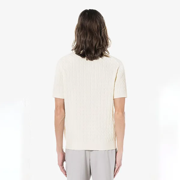 Áo Polo Nam Lacoste Regular Fit Cable Short Sleeve PH168E 54G XFJ Màu Kem Size 3