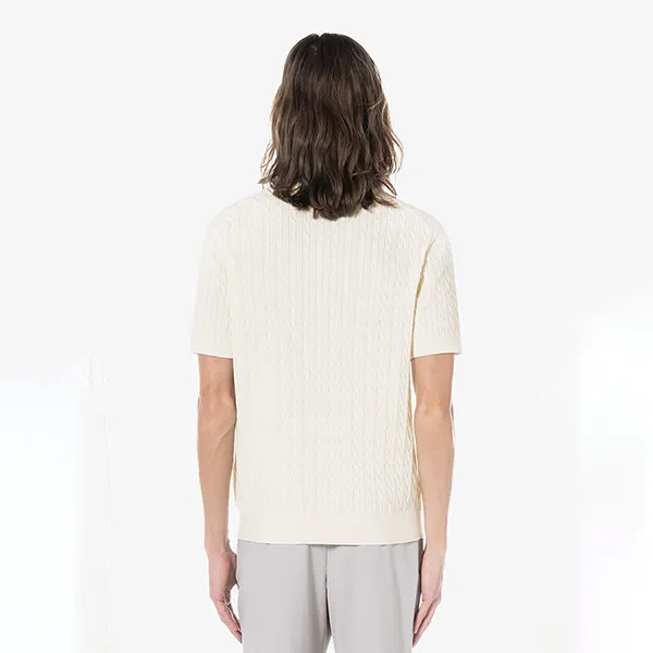 Áo Polo Nam Lacoste Regular Fit Cable Short Sleeve PH168E XFJ Màu Kem Size 4