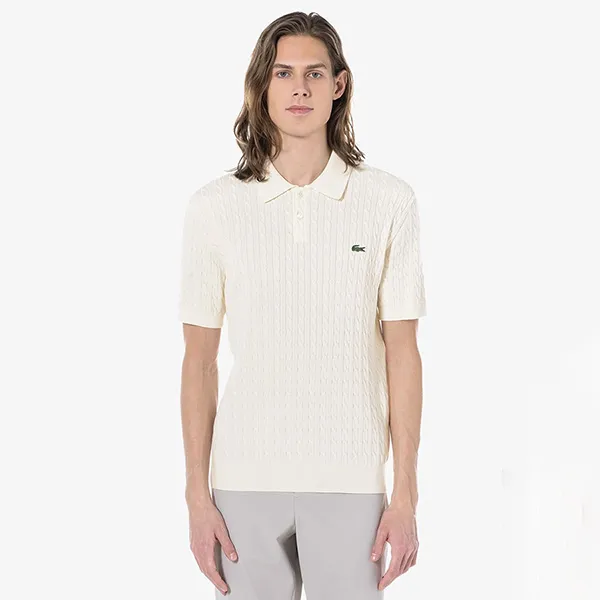 Áo Polo Nam Lacoste Regular Fit Cable Short Sleeve PH168E XFJ Màu Kem Size 4