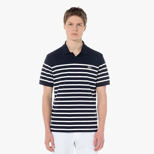 Áo Polo Nam Lacoste Regular Fit Shirt PH286E 54G 166 Màu Xanh Kẻ Trắng Size 4