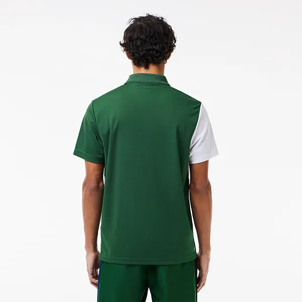 Áo Polo Nam Lacoste Ultra-Dry Color-Block Stripe DH8332 ISD Màu Trắng - Xanh Size 2