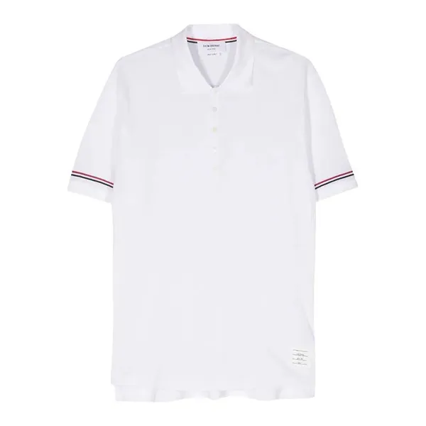 Áo Polo Nam Thom Browne RWB Stripe Fine Knit Polo Shirt MJP193A Màu Trắng