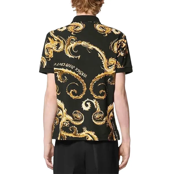 Áo Polo Nam Versace Jeans Couture In Black Polo Shirt 77GAG6S0 Màu Đen Vàng Size 44