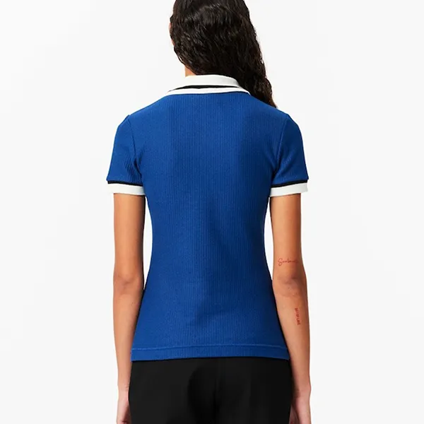 Áo Polo Nữ Lacoste Slim Fit Piqué PF2665 51 I2J Màu Xanh Size 36