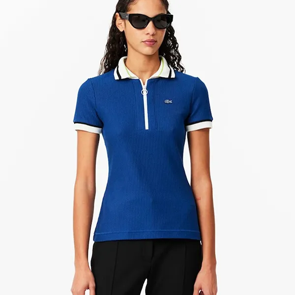 Áo Polo Nữ Lacoste Slim Fit Piqué PF2665 51 I2J Màu Xanh Size 36