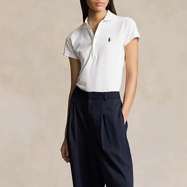 Áo Polo Nữ Ralph Lauren Slim Short Sleeve 211870245001 Màu Trắng Size L
