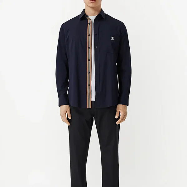 Áo Sơ Mi Nam Burberry Monogram Motif Cotton Shirt 8043062 Màu Xanh Đen Size XS - Thời trang - Vua Hàng Hiệu