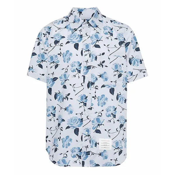 Áo Sơ Mi Nam Thom Browne Rose Floral Poplin Shirt MWS239S Màu Xanh Phối Trắng Size 1