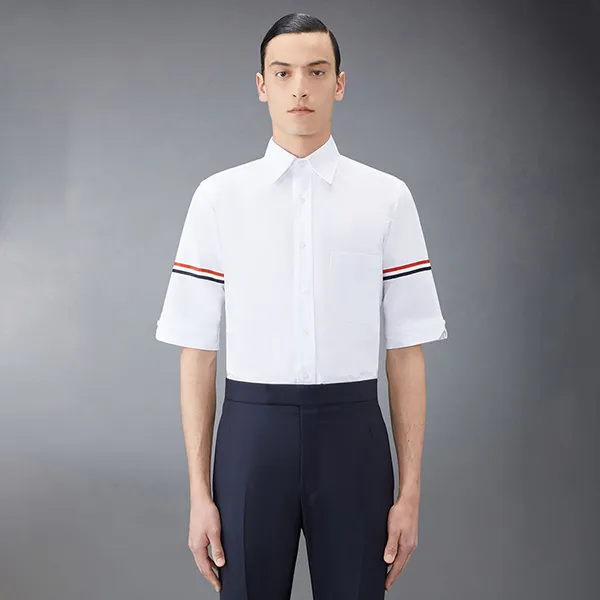 Áo Sơ Mi Nam Thom Browne Short Sleeve Shirt MWS242A Màu Trắng Size 1