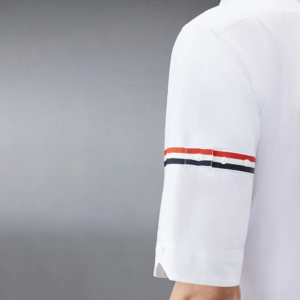 Áo Sơ Mi Nam Thom Browne Short Sleeve Shirt MWS242A Màu Trắng Size 1