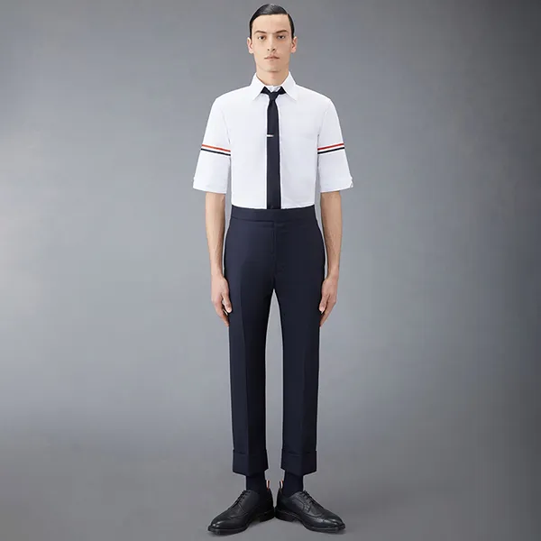 Áo Sơ Mi Nam Thom Browne Short Sleeve Shirt MWS242A Màu Trắng Size 1