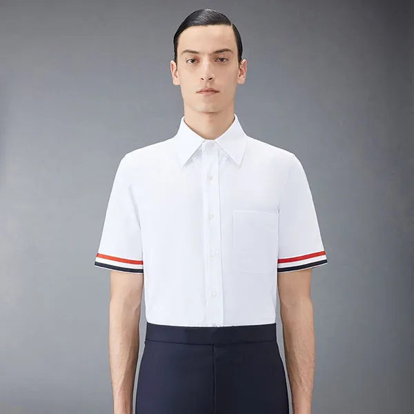 Áo Sơ Mi Nam Thom Browne Short Sleeve Shirt MWS245A Màu Trắng Size 0