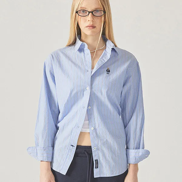 Áo Sơ Mi WHOAU Steve Loose Fit Striped Shirts WHYSF2301F Màu Xanh Da Trời - Thời trang - Vua Hàng Hiệu