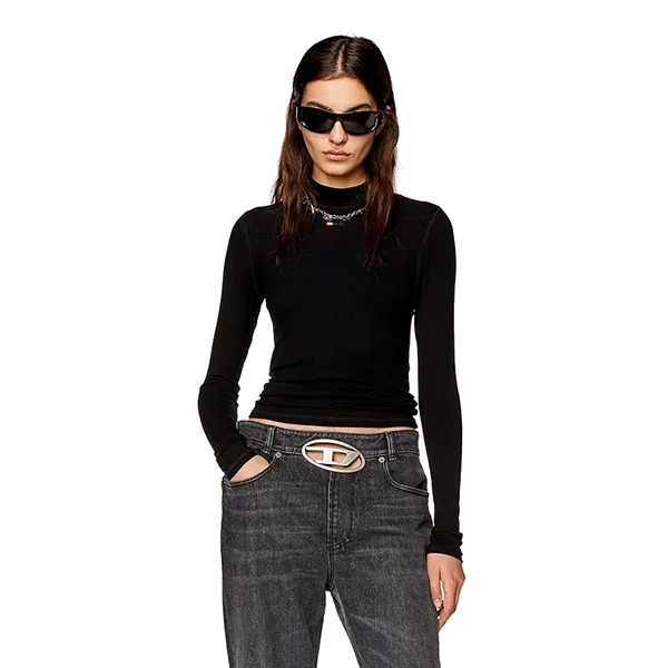 Áo Thun Dài Tay Nữ Diesel Mokky T-Shirt With Embroidery Black A103990BLAN9XX Màu Đen Size XS - Thời trang - Vua Hàng Hiệu
