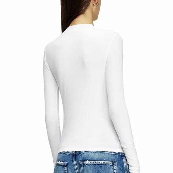 Áo Thun Dài Tay Nữ Diesel Ribbed Top With Mock Neck Tshirts In White A103990BLAN100 Màu Trắng Size M - Thời trang - Vua Hàng Hiệu