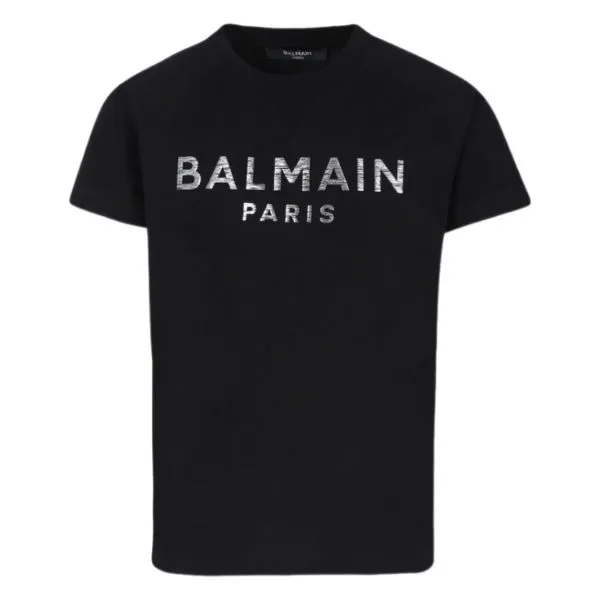 Áo Thun Nam Balmain Black T-Shirt With Logo BV8P11 Z0057 930AG Màu Đen Size 14