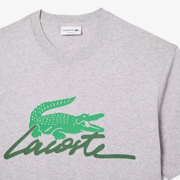 Áo Thun Nam Lacoste Men's Print Cotton T-Shirt TH6562-51 Màu Xám - Xanh Size S