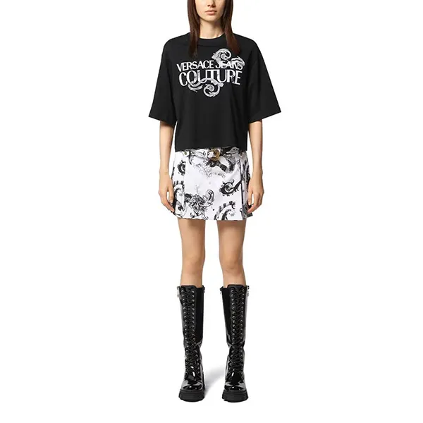Áo Thun Nữ Versace Jeans Couture T-Shirt 76HAHG01 CJ00G 899 Màu Đen Size S