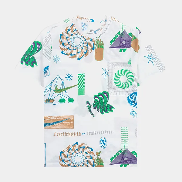 Bộ Quần Áo Cộc Tay Nam Nike Men's Sportswear Woven Flow Short Màu Trắng Xanh Size S (Form Âu)