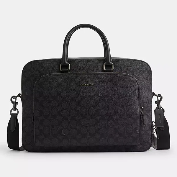 Cặp Xách Tay Nam Coach Ethan Brief In Signature Canvas CV916 Màu Đen
