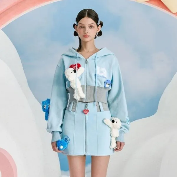 Chân Váy Nữ 13 De Marzo x Care Bears Cotton Zip Dress Dream Blue Màu Xanh Da Trời Size S
