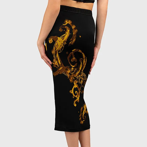 Chân Váy Nữ Versace Jeans Couture 76HAE8P7 JS349 G89 Màu Đen Size 38